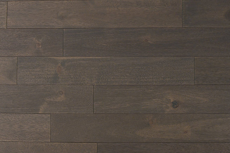 "Indo Acacia Wirebrushed Solid Hardwood Flooring in Ultimate Grey, 3/4 x 4.75 inches. SKU: TRPSH-IAUG. Experience modern elegance and durability for your space."