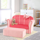 Ultra Soft Velvet Kids Sofa Chair Toddler Couch with Ottoman-Pink by LJGDeals