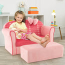 Ultra Soft Velvet Kids Sofa Chair Toddler Couch with Ottoman-Pink by LJGDeals