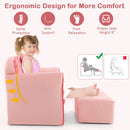 Ultra Soft Velvet Kids Sofa Chair Toddler Couch with Ottoman-Pink by LJGDeals