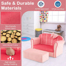 Ultra Soft Velvet Kids Sofa Chair Toddler Couch with Ottoman-Pink by LJGDeals