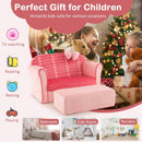 Ultra Soft Velvet Kids Sofa Chair Toddler Couch with Ottoman-Pink by LJGDeals