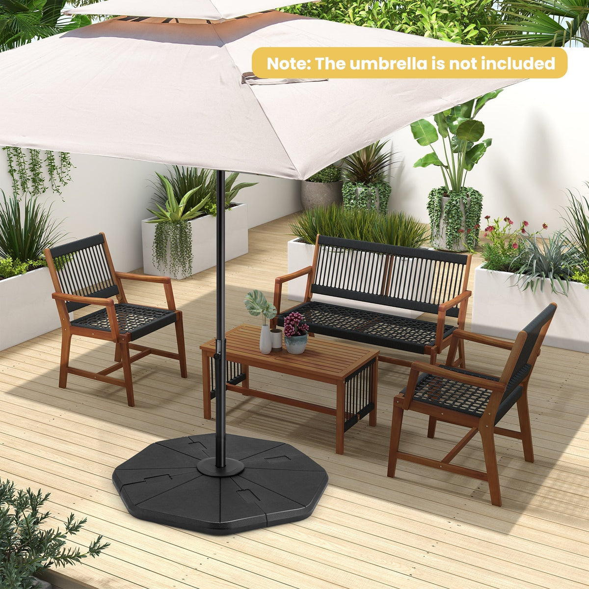 4-Piece Fillable Umbrella Base Stand for Garden Yard Poolside, photo 6 of 6