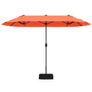13FT Double-sided Patio Twin Table Umbrella with Crank Handle-Tan