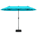 13FT Double-sided Patio Twin Table Umbrella with Crank Handle-Tan