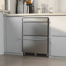 24 Inch Under Counter Dual Drawer Fridge with 37‚Ñâ-64‚Ñâ Temperature Range-Silver by DirectDeals
