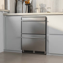 24 Inch Under Counter Dual Drawer Fridge with 37‚Ñâ-64‚Ñâ Temperature Range-Silver by LJGDeals