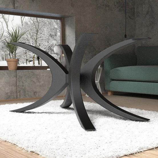 Unique Shape Metal Table Base/Legs Matte Black (D)28.5" (H)28" (W)55" room view