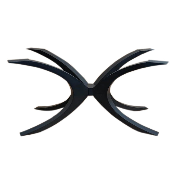 Unique Shape Metal Table Base/Legs Matte Black (D)28.5" (H)28" (W)55" angle view