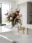 Unlacquered Brass Kitchen Faucets - Dual Handle Center Ball Bridge Sink Faucet by Palmeraies