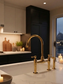 Unlacquered Brass Kitchen Faucets - Dual Handle Center Ball Bridge Sink Faucet by Palmeraies