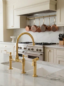 Unlacquered Brass Kitchen Faucets - Dual Handle Center Ball Bridge Sink Faucet by Palmeraies