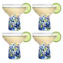 Stemless Margarita Glass – Set of 4 - Luxury Hand Blown Confetti Margaritas