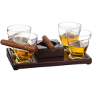 The Wine Savant Cigar Glasses Tray & Ash Tray, 4 Whiskey Cigar Glasses