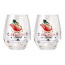 Crystal Christmas Santas Sleigh Wine Water Glasses Set Of 2 17 5OZ Xmas Diamond Merry Christmas Sant by The Wine Savant