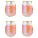 Festive Lustered Iridescent Stemless Wine - Set of 4
