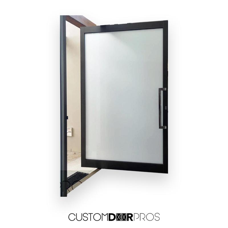 Minimalist Frosted Glass Pivot Door