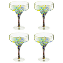 Mexican Design Hand Blown Margarita Glass – Set of 4 (Confetti Margarita)