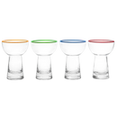 Large 15OZ Stemless Margarita Glasses With Colored Party Rims Set Of 4 By Fun Colorf by The Wine Savant