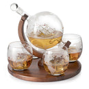 Etched World Decanter whiskey Globe - 750 ml