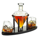The Wine Savant Diamond Whiskey Decanter l With 2 Diamond Glasses Liquor, Scotch, Rum, Bourbon, Vodka, Tequila Decanter (750 ML DECANTER)