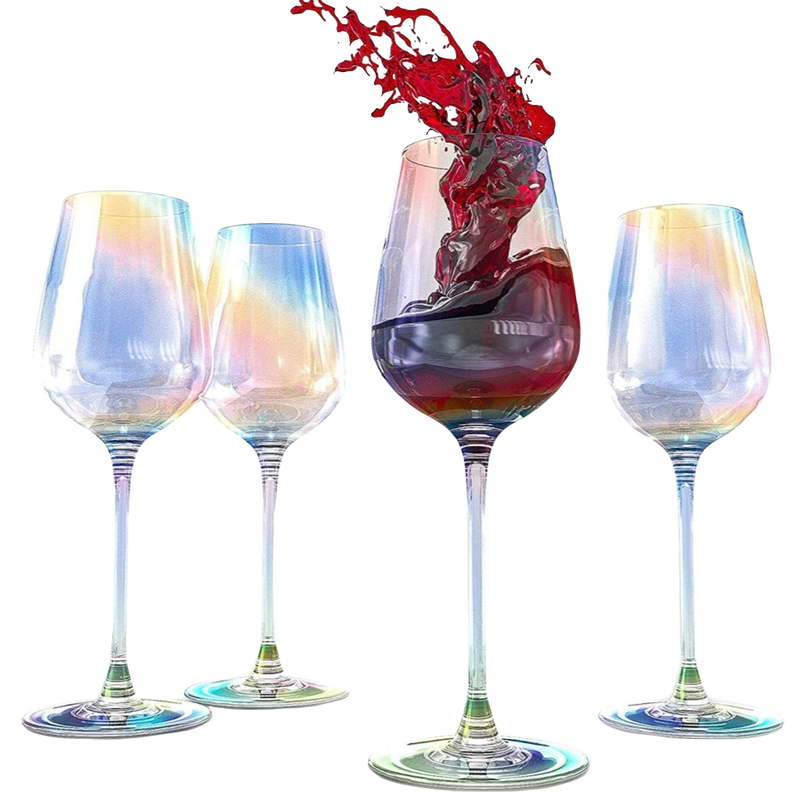 Iridescent Luster Large Radiance Wine Glasses - White Pearl Whimsy and Nostalgia Large Red Wine or White Wine Glass In An Elegant Gift Box