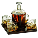 Diamond Whiskey and Wine Decanter, 750ml With 4 Diamond Glasses