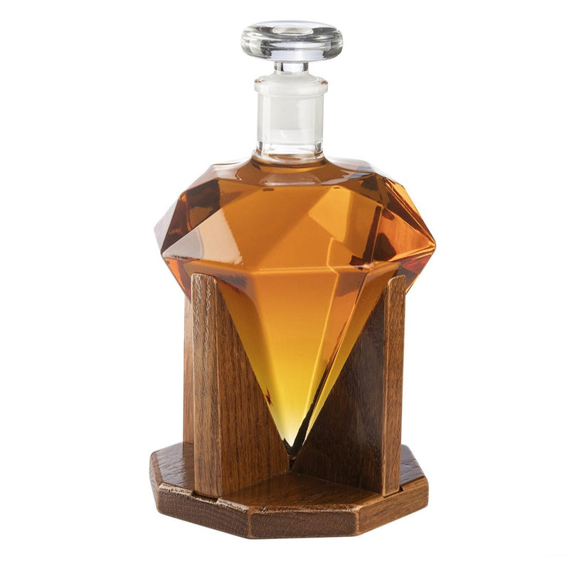 Diamond Decanter For Whiskey, Liquor, Scotch, Rum, Bourbon, Vodka, Tequila Decanter, The Wine Savant 750ml - Gifts For Men & Women Clear