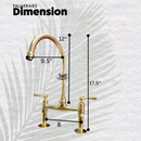 Vintage 8" Kitchen Unlacquered Brass Bridge faucet