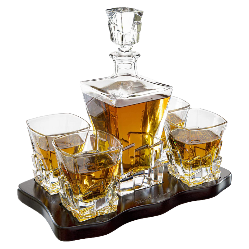 Crystal Wine and Whiskey Iceberg Mountain Glacier Decanter with 4 Glasses, photo 2 of 6