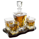 Crystal Wine and Whiskey Iceberg Mountain Glacier Decanter with 4 Glasses