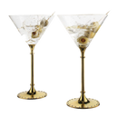 The Wine Savant Gold Cocktail, Martini & Champagne Glasses Rhinestone DIAMOND Studded, Cosmopolitan Elegant Crystal Glassware, Set of 2-10oz, 10" Tall Stem Sparkling Margaretta, Wedding, or Everyday