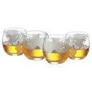 Etched World Globe Glasses 10 oz -Set of 4