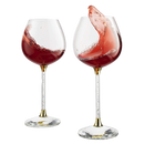 Crystal Wine Glasses Diamond Filled Stem, White and Red Wine, With Laser Cut Diamond Base Large 18 Ounces