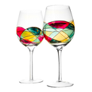 The Wine Savant Artisanal Hand Painted Renaissance Romantic Stain-glassed Windows Wine Glasses Set of 2 - Gift Idea for Her, Him, Birthday, Housewarming - Extra Large Goblets 29OZ (Stemmed)