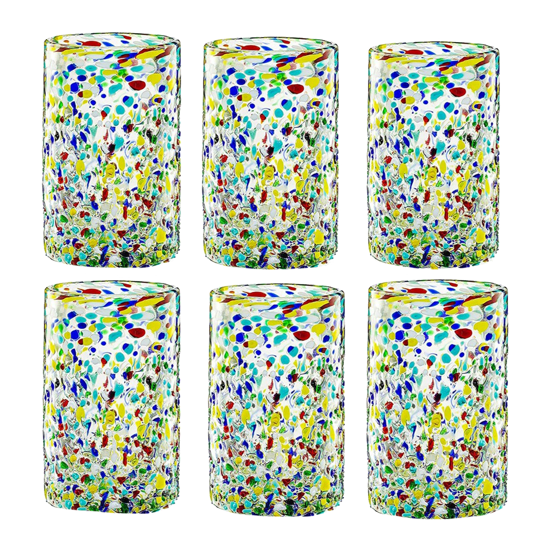 Hand Blown Mexican Drinking Glasses Confetti Premium Barware Gift
