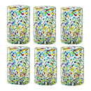 Hand Blown Mexican Drinking Glasses Confetti Premium Barware Gift by The Wine Savant
