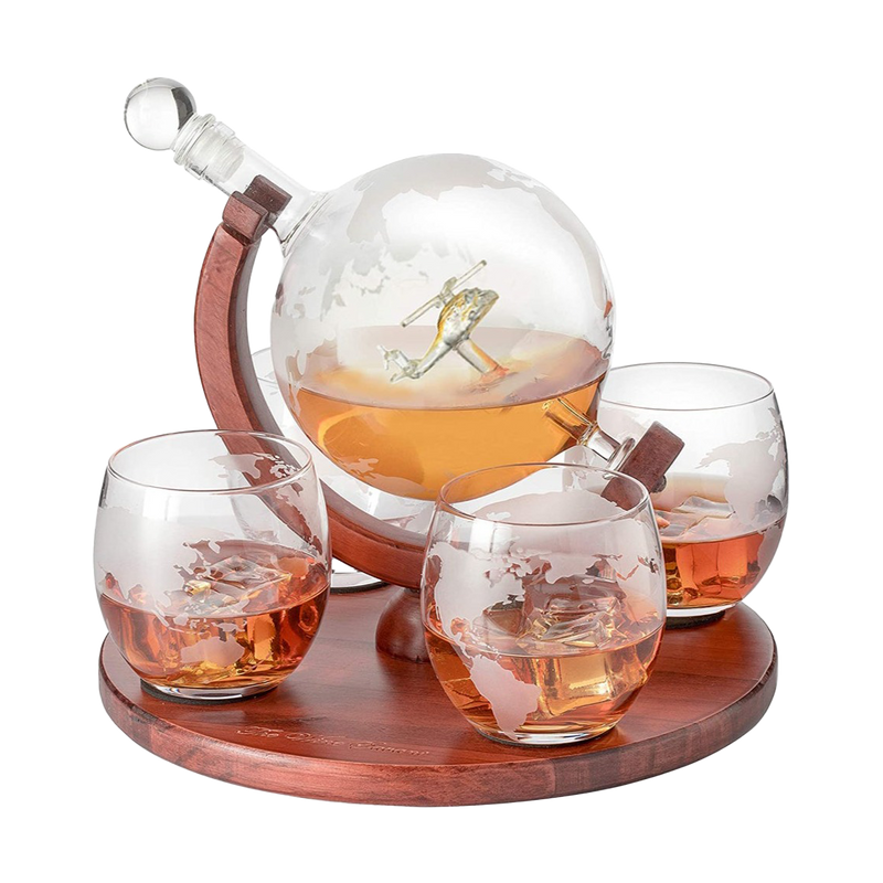 Helicopter Whiskey Decanter Gift Set