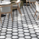White Black 9x10 Matte Hexagon Porcelain Tile (18 pack, 8.07 sq ft/case)