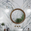 Ivory white with Green Vein 24x48 Polished Porcelain Large Format Tile (2 pack, 15.5 sq ft/case) by Apollo Tile