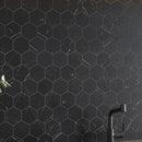 Black with White Vein 10x12 Polished Hexagon Glass Recycled Glass Mosaic Tile (10 pack, 8.29 sq ft/case)