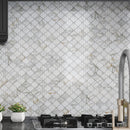 White Gray 10x11 Polished Arabesque Calacatta Gold Marble Mosaic Tile (5 pack, 3.75 sq ft/case)