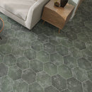 Olive Green 9x11 Textured Hexagon Porcelain Tile (16 pack, 8.07 sq ft/case)