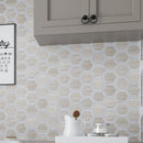 Wooden Grey, Bianco Carrara 12x14 Polished Hexagon Marble Mosaic Tile (5 pack, 5.48 sq ft/case)