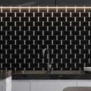 Eastern Black Thassos White 12x13 Polished Brick Marble Mosaic Tile (5 pack, 5.28 sq ft/case)