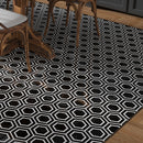 Raven Black 11x13 Polished Hexagon Nero Marquina Thassos Marble Mosaic Tile (5 pack, 5.21 sq ft/case)