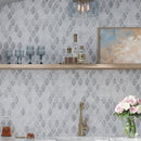 Soft Gray White 11x13 Polished Arabesque Carrrara Thassos Marble Mosaic Tile (5 pack, 4.85 sq ft/case)