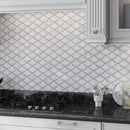 Soft White Gray 9x10 Polished Fan Scalloped Bianco Carrara Marble Mosaic Tile (5 pack, 3.06 sq ft/case)