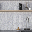 Thassos Bianco Carrara Blue Celeste 12x12 Polished Chevron Marble Mosaic Tile (5 pack, 5 sq ft/case)