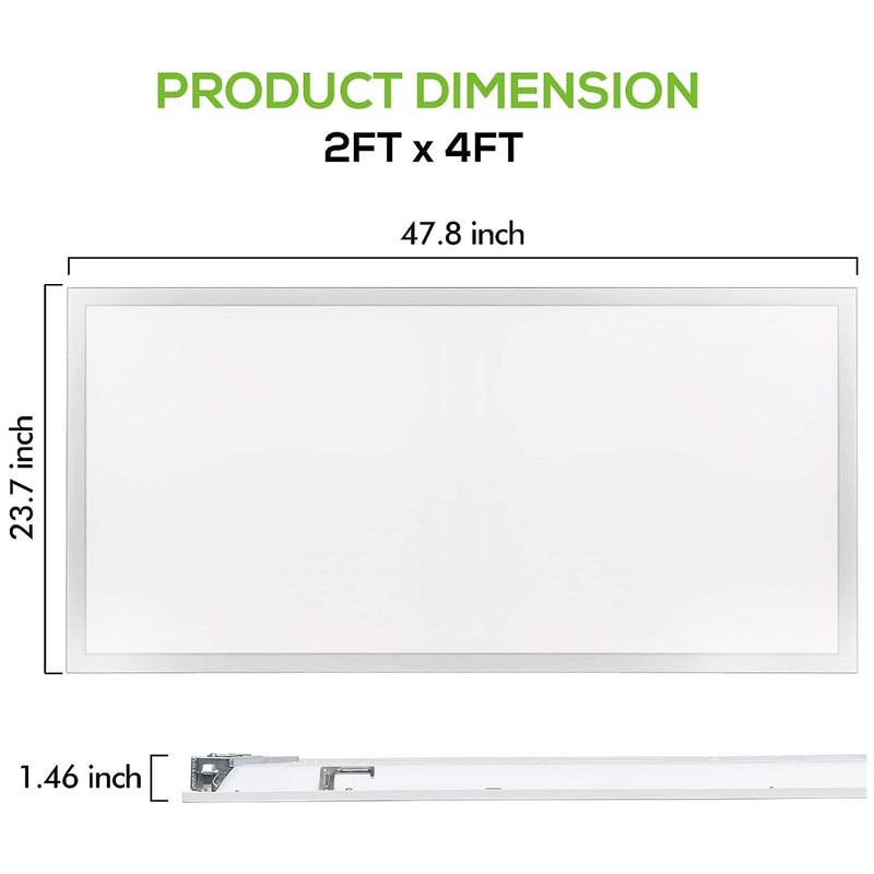 2x4 FT 50W/40W/30W White LED Flat Panel Troffer Light, 115LM/W, 5000K, 0-10V Dimmable (6-PACK)